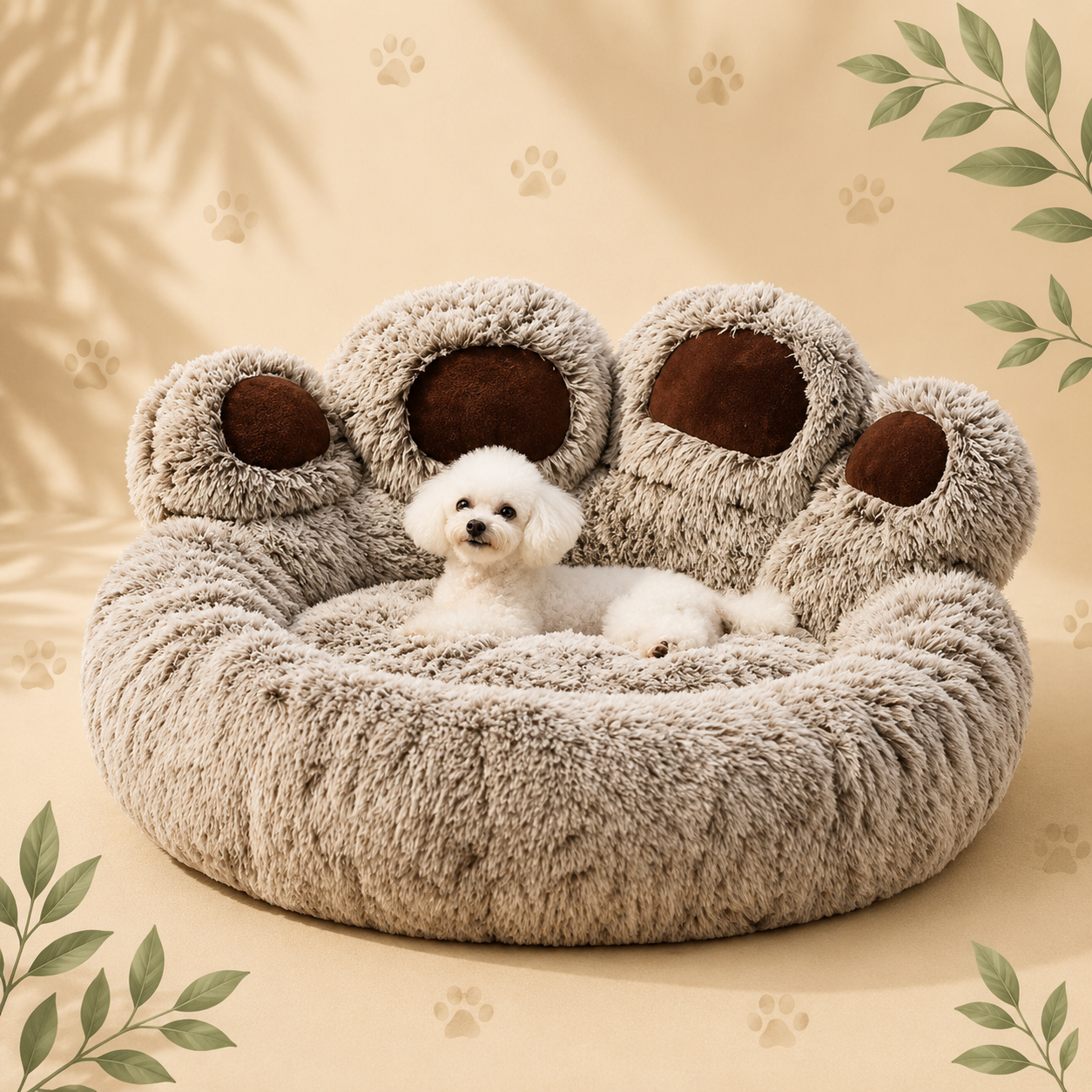 Luxury Plush Paw Pet Bed 70 cm | Ultra-Soft Calming Sofa for Dogs & Cats
