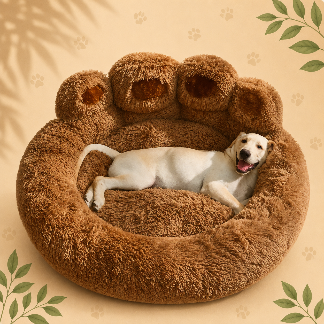 Luxury Plush Paw Pet Bed 70 cm | Ultra-Soft Calming Sofa for Dogs & Cats