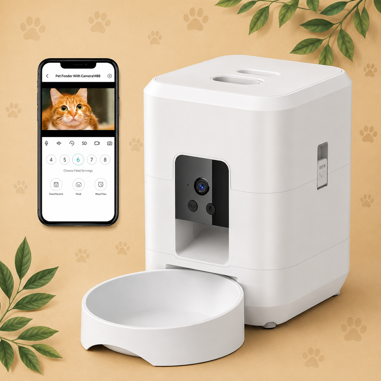 Smart Automatic Pet Feeder with Wi-Fi, HD Camera & App Control