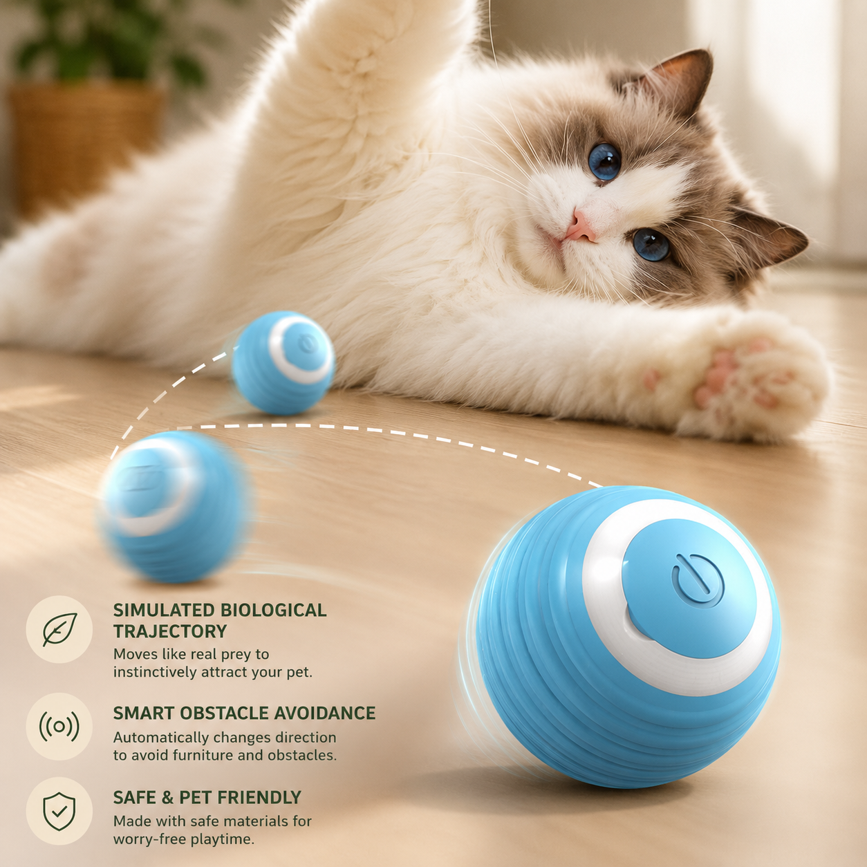 Pet Gravity Smart Rolling Ball Cat Toy for Entertainment, Self-Play, Rechargeable Cat Teaser Ball