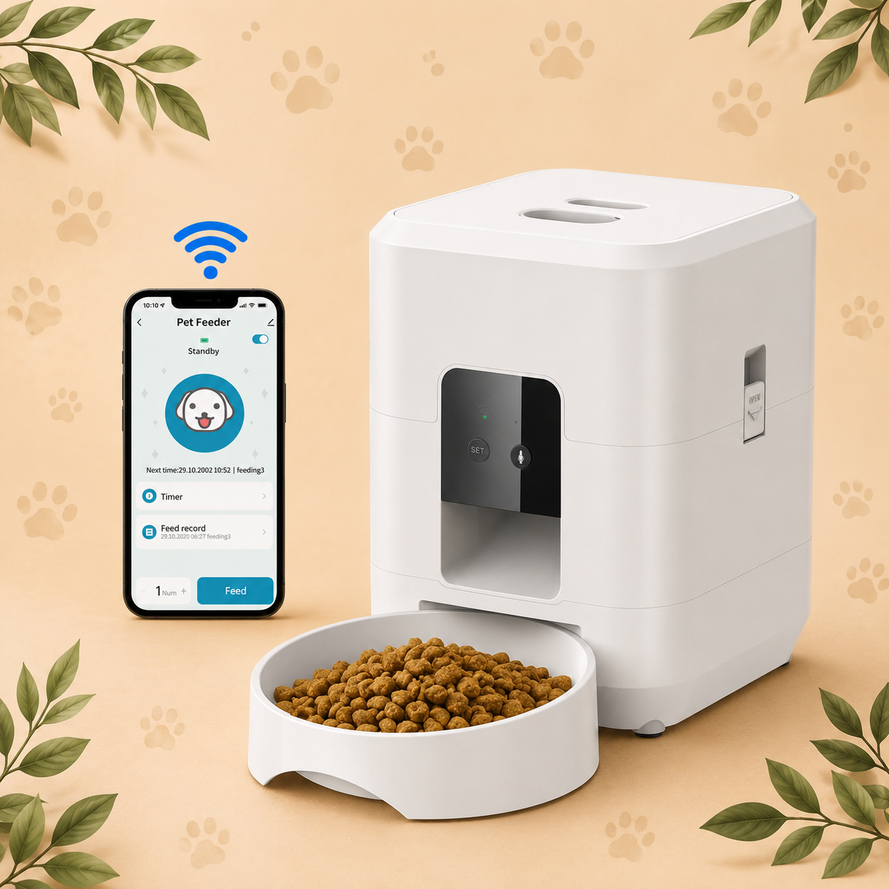 Smart Automatic Pet Feeder with Wi-Fi, HD Camera & App Control