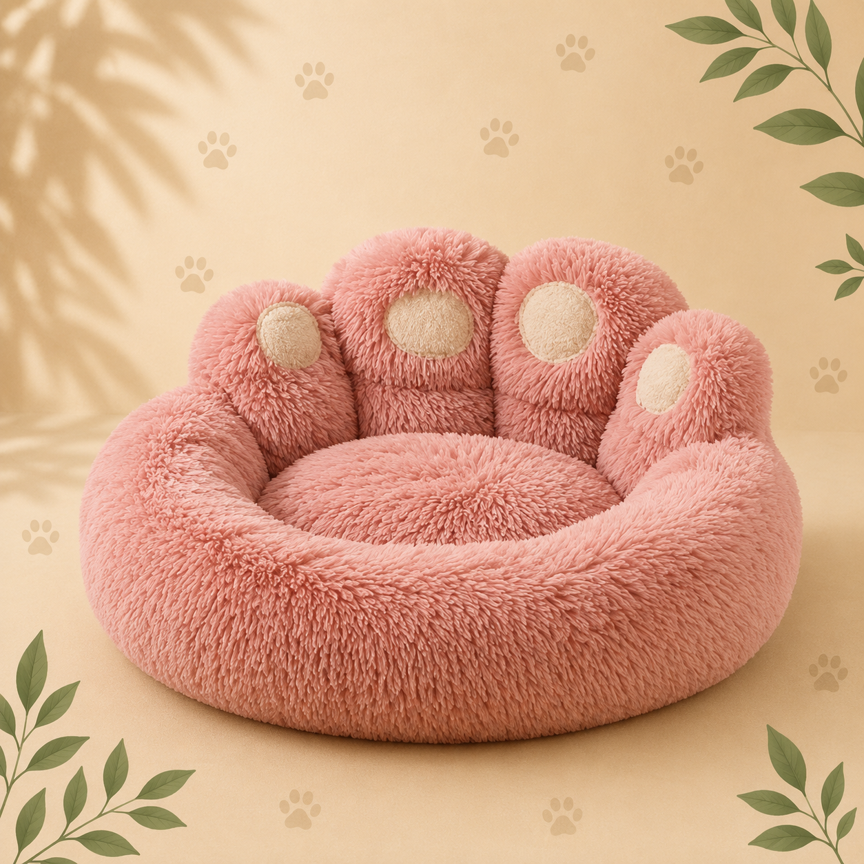 Luxury Plush Paw Pet Bed 70 cm | Ultra-Soft Calming Sofa for Dogs & Cats