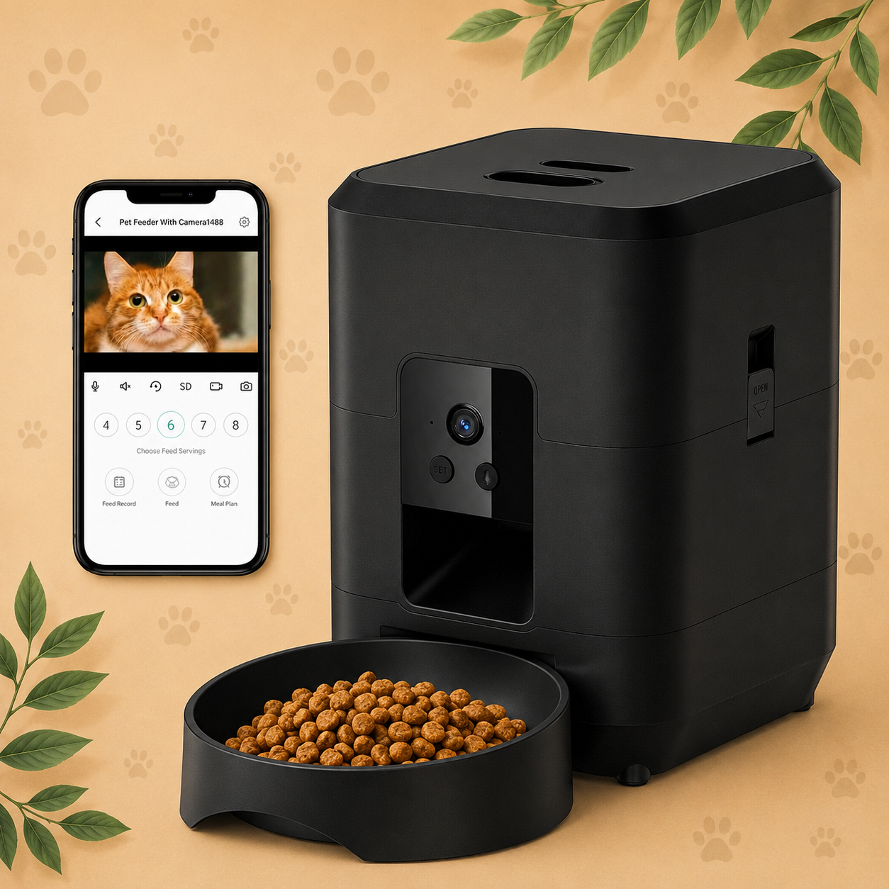Smart Automatic Pet Feeder with Wi-Fi, HD Camera & App Control
